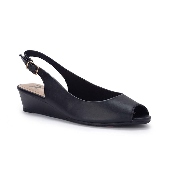 Pantofi Platforma Dama Bata Flexible Slingback Negrii | BrcDYxN4ohm